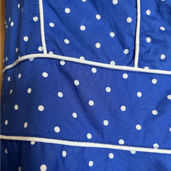 Hell Bunny Vixen Blue White Polka Dot Halter Swing Dress Size Large - Picture 3 of 16